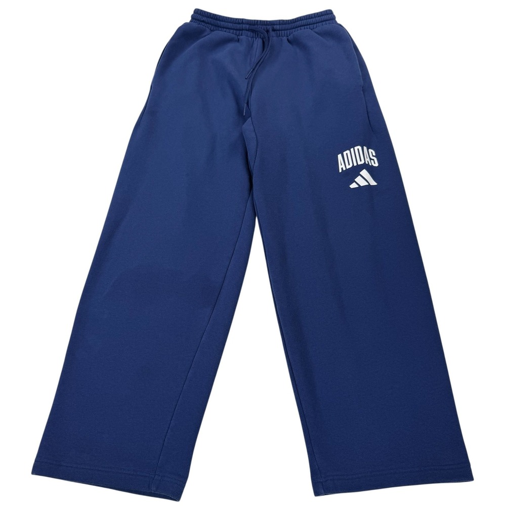 Adidas Mens Small Blue Fleece Sweatpants Wide Leg Athletic Lounge Pants